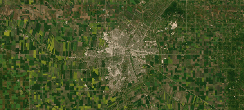 Satellite basemap of the case location