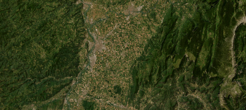 Satellite basemap of the case location