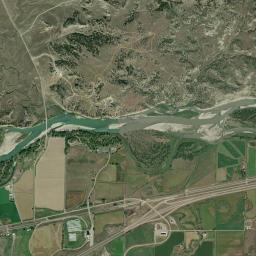Aerial view of Yellowstone River - Bundy Bridge Fishing Access