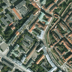 Satellite imagery of Warsaw Old Town Market Square, PL
