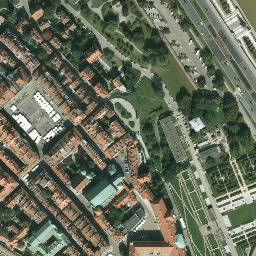 Satellite imagery of Warsaw Old Town Market Square, PL