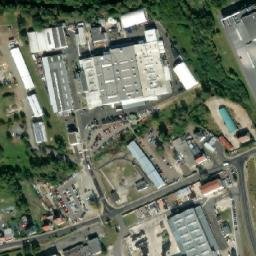 Satellite imagery of [Česká Lípa] former building panels factory chimney, CZ