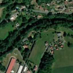 Satellite imagery of [Háje nad Jizerou] textil factory chimney, CZ