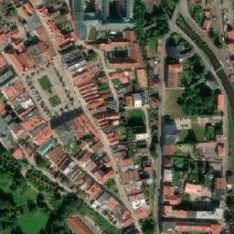 Satellite imagery of Brotex [Broumov] former textil factory chimney, CZ
