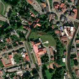 Satellite imagery of Brotex [Broumov] former textil factory chimney, CZ