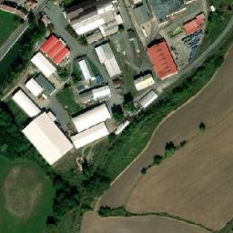 Satellite imagery of [Dolní Bousov] former sugar factory chimney, CZ