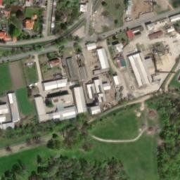 Satellite imagery of [Libochovice] former sugar factory chimney, CZ