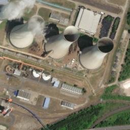 Satellite imagery of [Tušimice] power station chimney, CZ