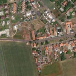Satellite imagery of [Račetice] evang. church t., CZ
