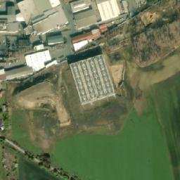 Satellite imagery of [Velvary] former sugar factory chimney, CZ