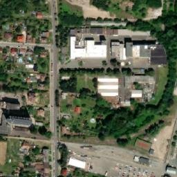 Satellite imagery of [Nový Bydžov] former sugar factory chimney, CZ