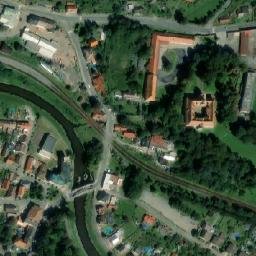 Satellite imagery of [Doudleby nad Orlicí] former textil factory chimney, CZ