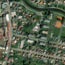 Satellite imagery of [Doudleby nad Orlicí] former textil factory chimney, CZ