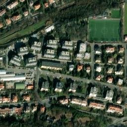 Satellite imagery of Střešovice [Praha-Břevnov] army hospital chimney, CZ