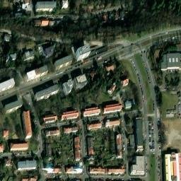 Satellite imagery of Střešovice [Praha-Břevnov] army hospital chimney, CZ