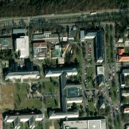 Satellite imagery of Střešovice [Praha-Břevnov] army hospital chimney, CZ