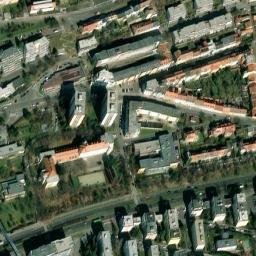 Satellite imagery of Střešovice [Praha-Břevnov] army hospital chimney, CZ