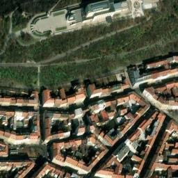 Satellite imagery of CKD Dukla [Praha-Karlín] former factory chimney, CZ
