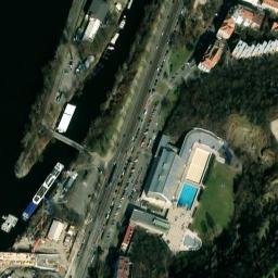 Satellite imagery of [Praha-Smíchov] former distillery chimney, CZ