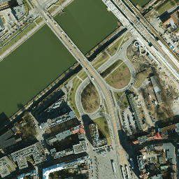 Satellite imagery of Old Krakow Ghetto, PL