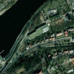 Satellite imagery of [Vrané nad Vltavou] paper factory chimney, CZ