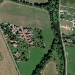 Satellite imagery of Korona [Zdice] former sugar factory chimney, CZ