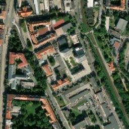 Satellite imagery of [Plzeň] hospital chimney, CZ