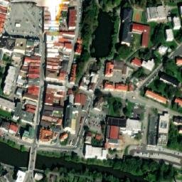 Satellite imagery of [Havlíčkův Brod] former starch factory chimney, CZ