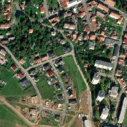 Satellite imagery of [Pacov] cemetery church t., CZ