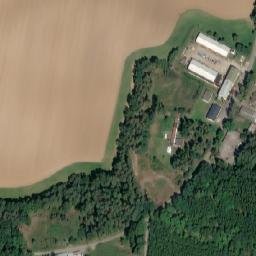 Satellite imagery of [Drhovice] former barracks chimney, CZ