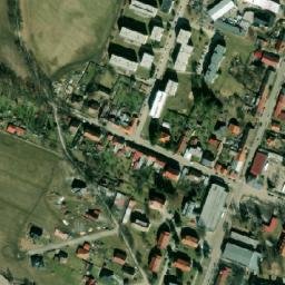 Satellite imagery of [Počátky] church & outlook t., CZ