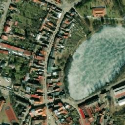Satellite imagery of [Počátky] church & outlook t., CZ