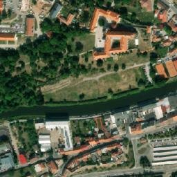 Satellite imagery of [Třebíč] town church outlook t., CZ