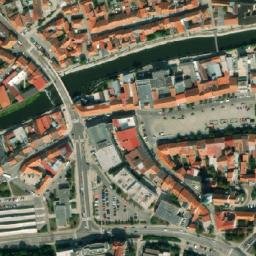 Satellite imagery of [Třebíč] town church outlook t., CZ