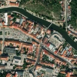 Satellite imagery of [Třebíč] town church outlook t., CZ
