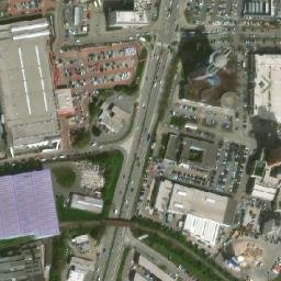 Satellite imagery of Bauhaus advertising tower, CZ