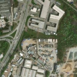 Satellite imagery of Bauhaus advertising tower, CZ