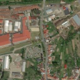 Satellite imagery of Koryna [Koryčany] furniture factory chimney, CZ