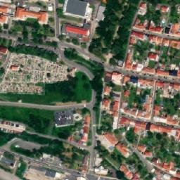 Satellite imagery of [Uherský Brod] cemetery curch t., CZ