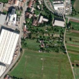 Satellite imagery of Vetropack Moravia Glass, glassworks chimney-1,T,, CZ