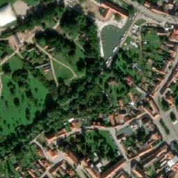 Satellite imagery of Šohaj [Strážnice na Moravě] textil factory chimney, CZ