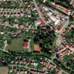 Satellite imagery of [Trhové Sviny] church t., CZ