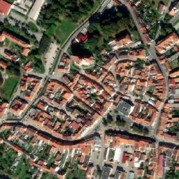 Satellite imagery of [Trhové Sviny] church t., CZ