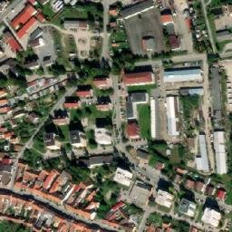 Satellite imagery of [Trhové Sviny] church t., CZ