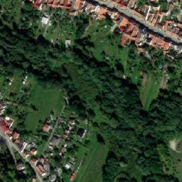 Satellite imagery of [Trhové Sviny] church t., CZ