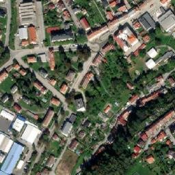 Satellite imagery of [Kaplice] church t., CZ