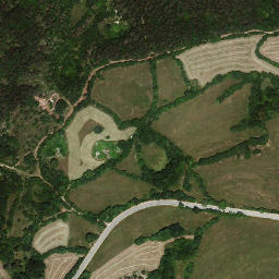 Satellite imagery of Lipica, boundary stone, IT