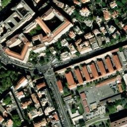 Satellite imagery of Basilica s. Nicomedis foris Porta Nomentana (approximate location of the former medieval church built over the catacombs of Saint Nicomedes), IT