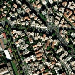 Satellite imagery of Basilica s. Nicomedis foris Porta Nomentana (approximate location of the former medieval church built over the catacombs of Saint Nicomedes), IT
