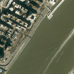 Satellite imagery of Roosevelt Island Smallpox Hospital, US